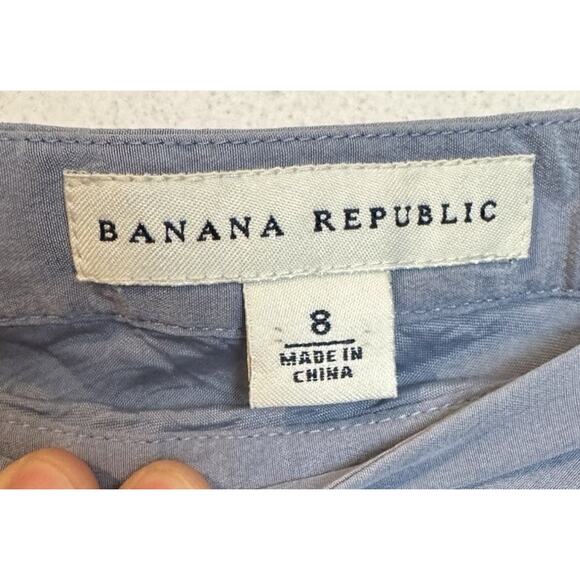 Banana Republic Blue Striped Midi Skirt Size 8 100% Silk - Picture 5 of 6